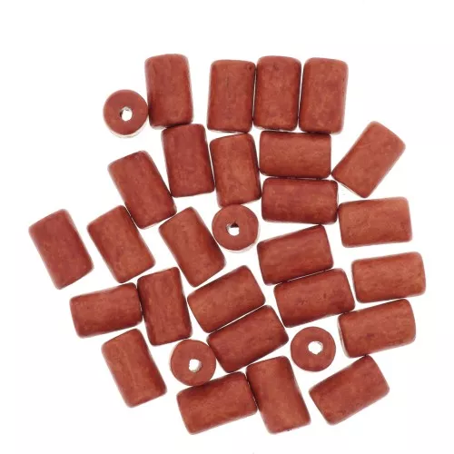5x8mm Heishi style ceramic tube beads - Coral Orange mat x10