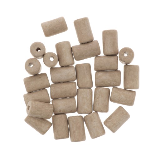 5x8mm Heishi style ceramic tube beads - Light Brown mat x10