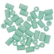 5x8mm Heishi style ceramic tube beads - Turquoise Green mat x10