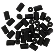 5x8mm Heishi style ceramic tube beads - Black mat x10