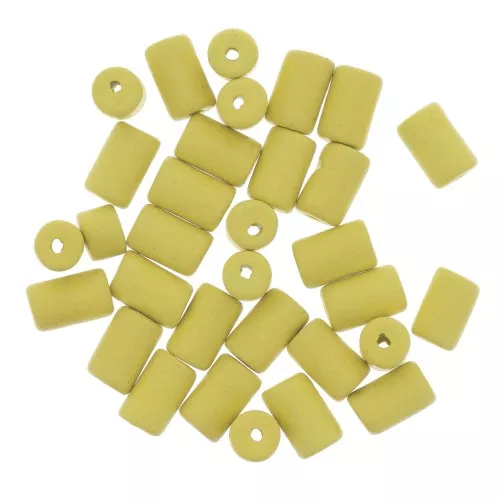 5x8mm Heishi style ceramic tube beads - Yellow mat x10