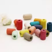 5x8mm Heishi style ceramic tube beads - Yellow mat x10