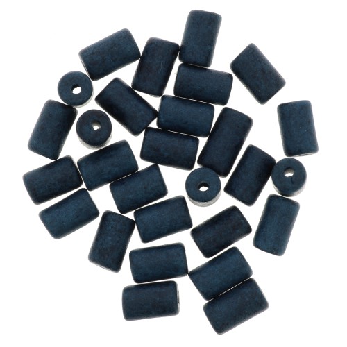 5x8mm Heishi style ceramic tube beads - Pigeon Blue mat x10