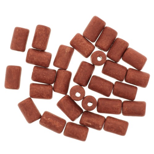 5x8mm Heishi style ceramic tube beads - Terracotta mat x10