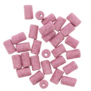 5x8mm Heishi style ceramic tube beads - Pink mat x10