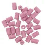 5x8mm Heishi style ceramic tube beads - Pink mat x10