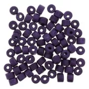 5x4mm Heishi style ceramic tube beads - Purple mat x20