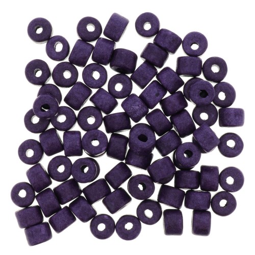5x4mm Heishi style ceramic tube beads - Purple mat x20