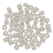 5x4mm Heishi style ceramic tube beads - White mat x20