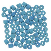 5x4mm Heishi style ceramic tube beads - Blue mat x20
