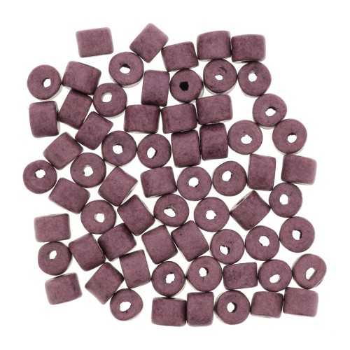 5x4mm Heishi style ceramic tube beads - Mauve mat x20