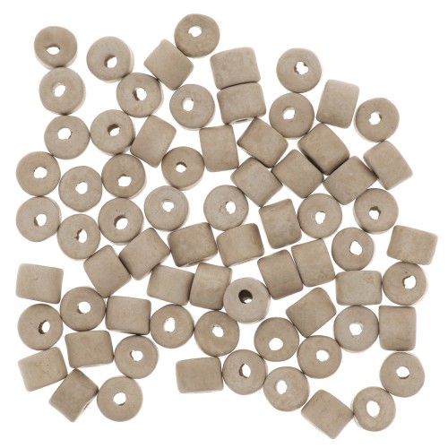 5x4mm Heishi style ceramic tube beads - Light Brown mat x20