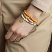 5x4mm Heishi style ceramic tube beads - Light Brown mat x20