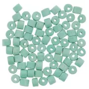 5x4mm Heishi style ceramic tube beads - Turquoise Green mat x20