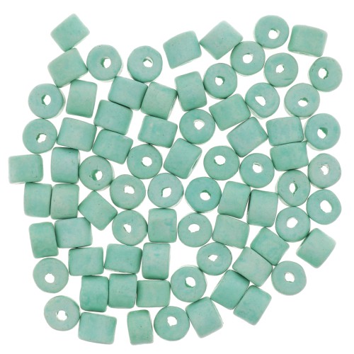 5x4mm Heishi style ceramic tube beads - Turquoise Green mat x20