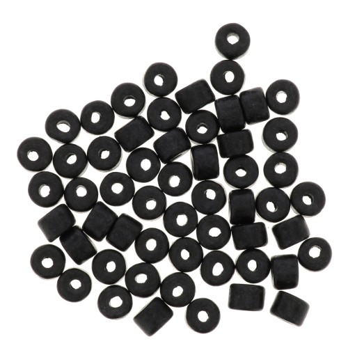 5x4mm Heishi style ceramic tube beads - Black mat x20