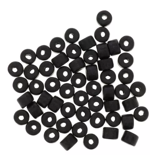 5x4mm Heishi style ceramic tube beads - Black mat x20