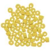 5x4mm Heishi style ceramic tube beads - Yellow mat x20
