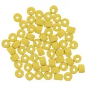 5x4mm Heishi style ceramic tube beads - Yellow mat x20