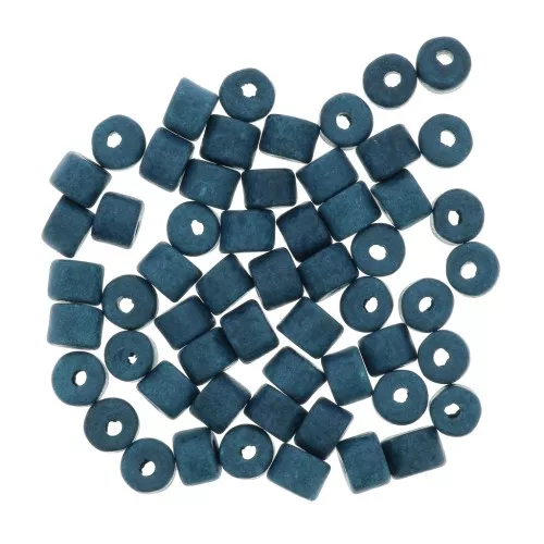 5x4mm Heishi style ceramic tube beads - Pigeon Blue mat x20