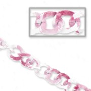 Aluminium Chain 23x19mm printed Pink/White x1m