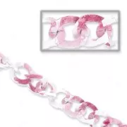 Aluminium Chain 23x19mm printed Pink/White x1m