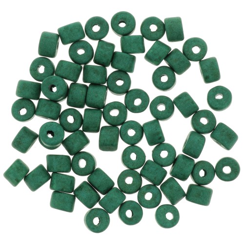 5x4mm Heishi style ceramic tube beads - Fir Green mat x20