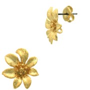 15.5mm Flower earstuds with open ring - Fine Gold Plated x2