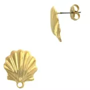 17x14.5mm Shell earstuds with closed ring - Fine Gold Plated x2