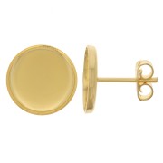 Earstuds for 12 mm flat back cabochon - Fine Gold Plated x2