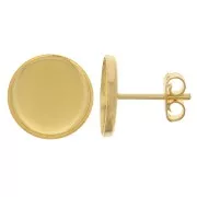 Earstuds for 12 mm flat back cabochon - Fine Gold Plated x2