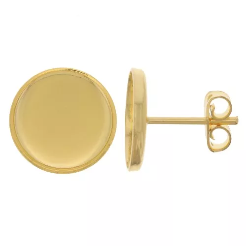 Earstuds for 12 mm flat back cabochon - Fine Gold Plated x2