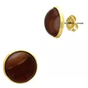 Earstuds for 12 mm flat back cabochon - Fine Gold Plated x2