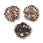 Flower saucers 15mm Old copper tone x4|raw }}