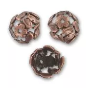 Flower saucers 15mm Old copper tone x4