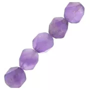 8mm Hexagonal Gemstone Beads Rhombus - Amethyste x10