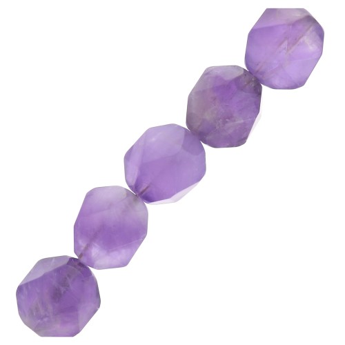 8mm Hexagonal Gemstone Beads Rhombus - Amethyste x10