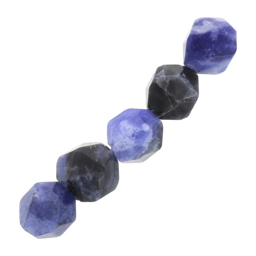 8mm Hexagonal Gemstone Beads Rhombus - Sodalite x10