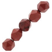 8mm Hexagonal Gemstone Beads Rhombus - Red Jasper x10