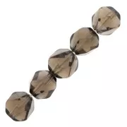 8mm Hexagonal Gemstone Beads Rhombus - Smoked Quartz x10