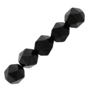8mm Hexagonal Gemstone Beads Rhombus - Black Agate x10