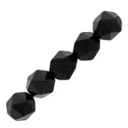 8mm Hexagonal Gemstone Beads Rhombus - Black Agate x10