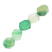 8mm Hexagonal Gemstone Beads Rhombus - Green Agate x10