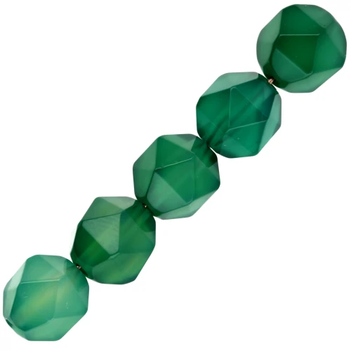 8x7 mm Hexagonal Gemstone Beads - Dyed Agate - Green x10