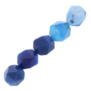 8mm Hexagonal Gemstone Beads Rhombus - Blue Agate x10|raw }}
