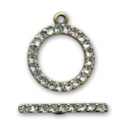 Toggle clasp with strass 27mm Bronze tone x1|raw }}