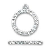 Toggle clasp with strass 27mm Silver tone x1|raw }}