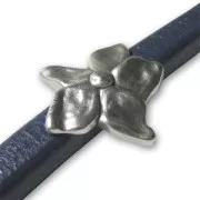 Leather Flower Regaliz slip 25mm Antique Silver Plating