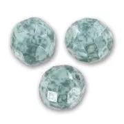 Fire Polished faceted round beads 12mm Marbled Emerald x5