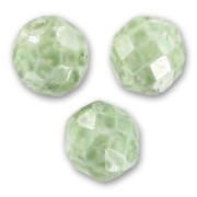 Fire Polished faceted round beads 10mm Marbled Green x10|raw }}
